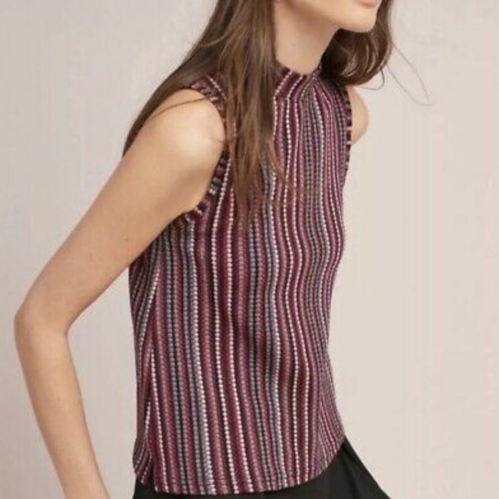 Anthropologie Postmark women‎ M top textured sleeveless mock neck office career